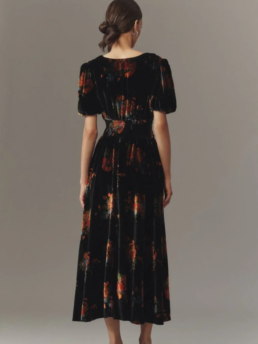 NWT The Katerina Button-Front Dress: Black Floral Velvet Edition - Picture 2 of 4